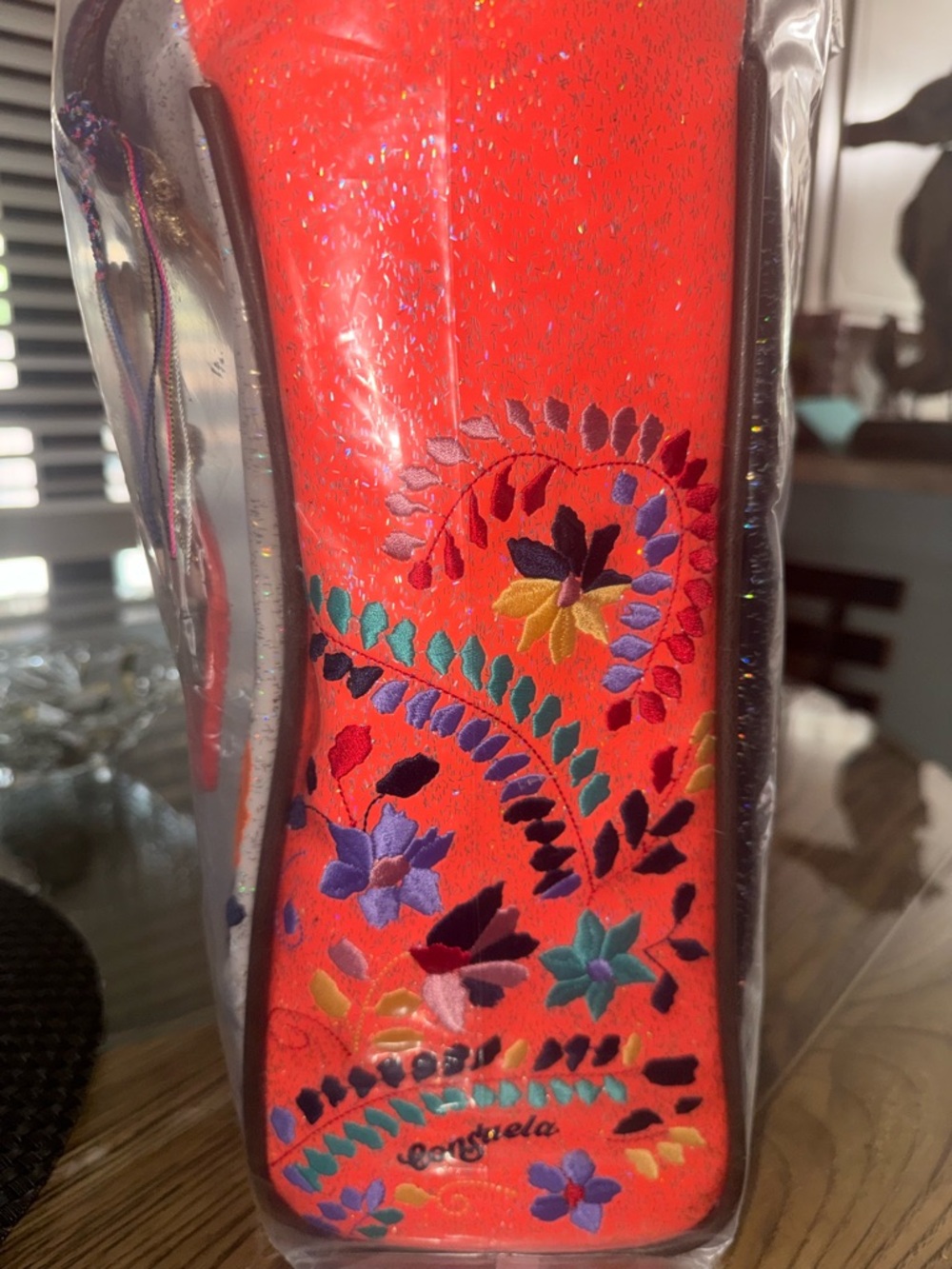 Gorgeous Consuela Multi Color Holographic Glitter Tote with Striped Handles - Picture 7 of 13